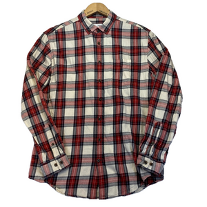 Frank & Oak Men's Plaid Button-Up Shirt - Red/white Medium